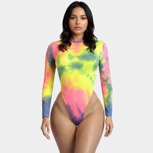 Tie Dye Print Long Sleeve Bodysuit